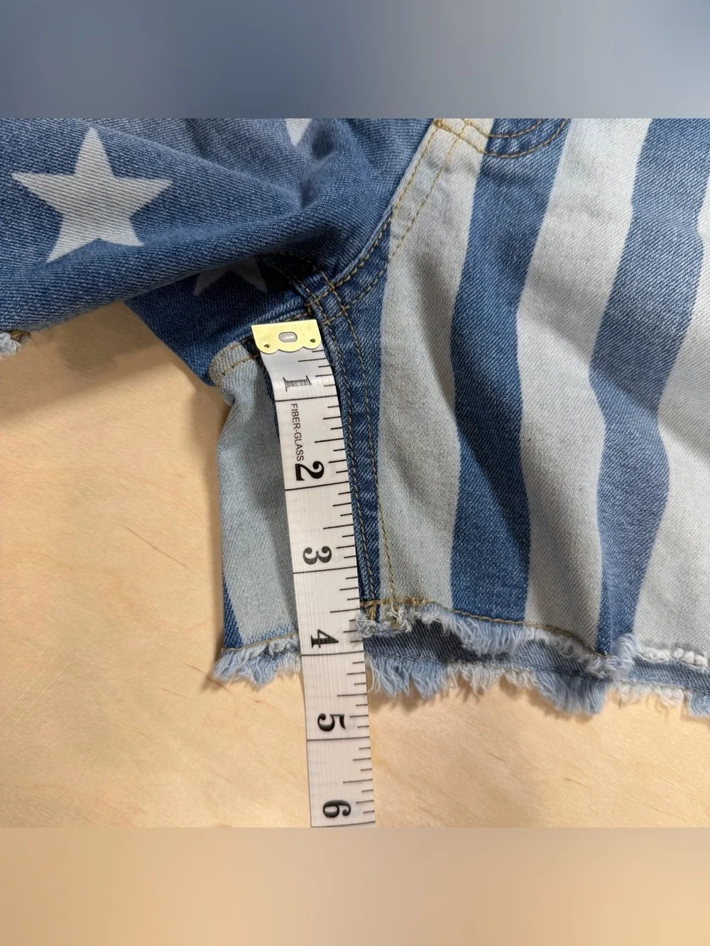 Est 1946 Denim American Flag Shorts Light Blue Denim Size 8